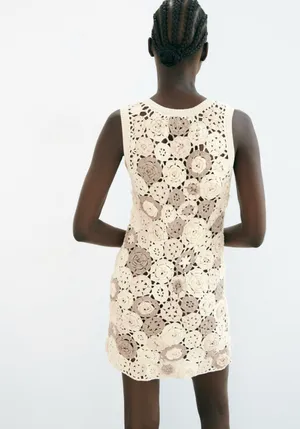 ZARA Floral Crochet Knit Dress thumbnail 4
