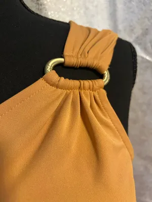 DKNY one shoulder dress in Saddle Tan  thumbnail 5
