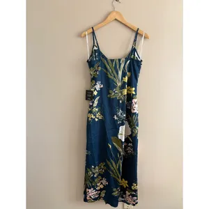 Lulus Remarkable Entrance Navy Blue Floral Print Satin Midi Dress Size Medium thumbnail 4