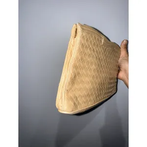 Vtg Morris Moskowitz Tan Nude‎ Handbag Purse Woven Leather Clutch 80s M thumbnail 6