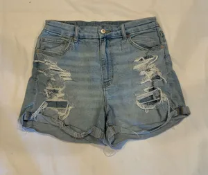 American Eagle Womans Sz12 Floral Embroidered High Rise Distressed Mom Shorts thumbnail 1