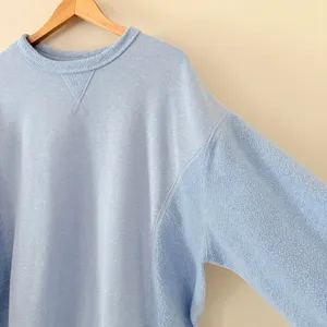 Aerie Sweatshirt Crewneck Medium Blue Fleece Knit Texture Oversized Cozy thumbnail 10