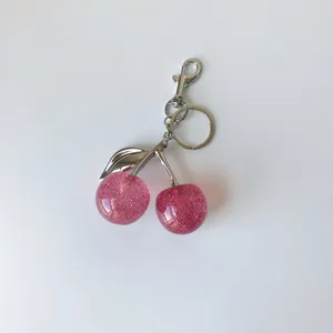 Pink Glitter Cherry Bag Charm, Silver Tone thumbnail 8
