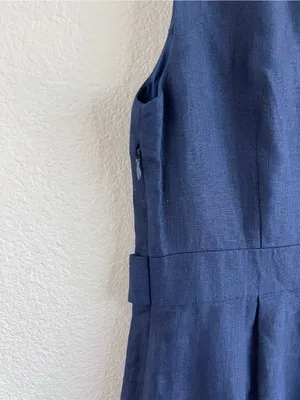 J. Crew Factory Women's Sheath Dress with Waist Tabs Linen Navy Suiting thumbnail 7