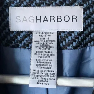 Sag Harbor Women’s Blue Stripe Tweed Classic Jacket Blazer Coat Sz 8 thumbnail 6