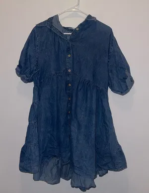Denim Babydoll Style Mini Dress/Oversized Shirt Sz L thumbnail 1
