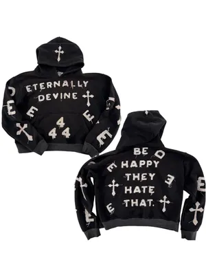 Eternally Devine Hoodie Sweatshirt Distressed Religious Cross Novelty Grunge thumbnail 2