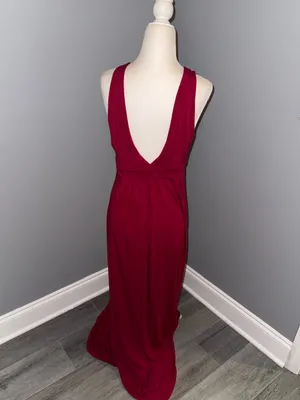 TART Deep V-Neck Sleeveless Maxi Dress in Burgundy size small thumbnail 2