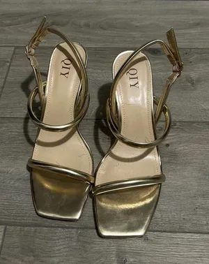 Gold Metallic Sandal Heels Size 8 thumbnail 1