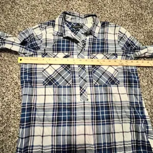 Banana Republic Soft Wash‎ Plaid Tunic Shirt Womens Small Blue White Cotton Top thumbnail 4