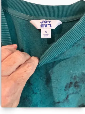 JoyLab Teal and Black Marble Tie-Dye Crewneck Sweatshirt thumbnail 4