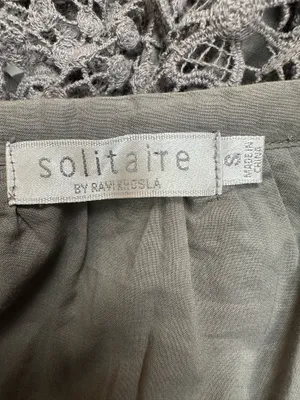 Solitaire Ravi Khosla Skirt Size S Cotton Lace Grey Elegant Gothic Crochet Midi Office thumbnail 7