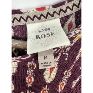 Knox Rose M Purple Boho Ikat‎ Print Crinkle Shift Dress Dark Romantic Grunge thumbnail 2
