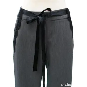 Cache Black Lace Satin Self Belt Gray Bi Stretch Crop Pant New $118 NWT Size 6 thumbnail 6