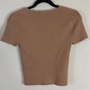NWT Abercrombie & Fitch Ottoman Square Neck Ribbed Swearer Tee in Tan Size Small thumbnail 6