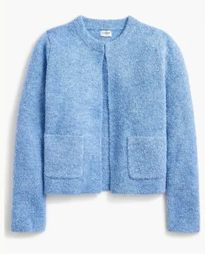 J.Crew Boucle Lady‎ Cardigan Sweater Light Heather Sky Blue Wool Alpaca BY051 XL thumbnail 1