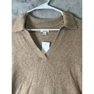 J.Crew Extra Soft Yarn Sweater Wool Brown Collared Pullover Preppy Quiet Luxury thumbnail 2