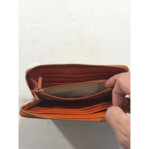 Michael Kors Jet Set Wallet Brown Monogram Canvas Orange Leather Zip Around thumbnail 10