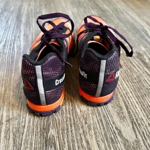 Reebok CrossFit H20 drain, Dura grip athletic shoes orange purple black size 6 thumbnail 2