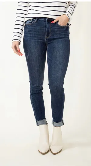 Judy Blue Mid Rise Skinny Fit Rough Hem Jeans Size 1/25 thumbnail 1