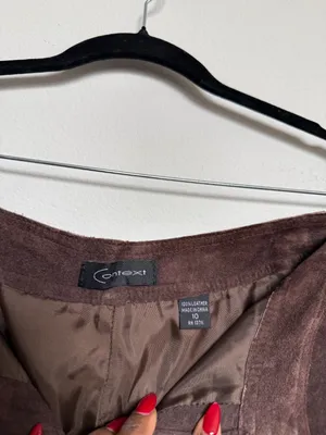 Brown suede 100% Leather Flare leg Pants thumbnail 2