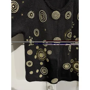 Vintage 90's VICTORIA HARBOUR Black & Gold Beaded Knit Cardigan Size S NEW YEAR thumbnail 2