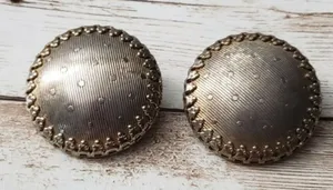 Vintage Clip On Earrings Circle with Halo Spotted with Line Design thumbnail 1