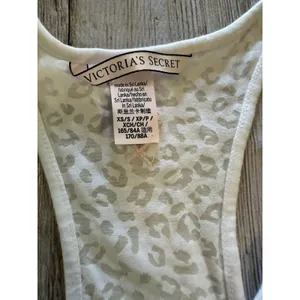 Vintage Victorias Secret Tank Top Sz XS long White Burnout Leopard Workout-Sleep thumbnail 2