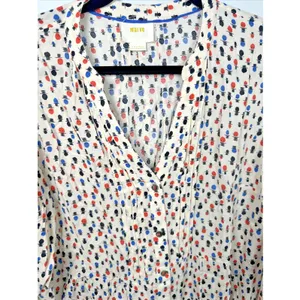 Maeve Anthropologie 12 Womens Top Lightweight Long Sleeve Button V-Neck Tab‎ thumbnail 9