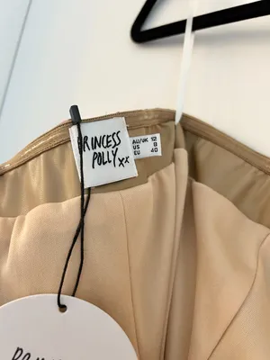 Princess Polly Hailey Strapless Vegan Leather Mini Dress Beige Size 8 NWT thumbnail 11