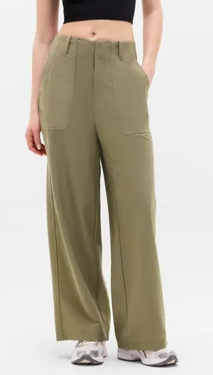 New Athleta 8 Skyline High Rise Wide Leg Pant Perennial Olive Size 8 Regular thumbnail 1