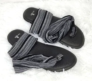 Sanuk cloth wrap ankle strap black sandals size 6 thumbnail 1