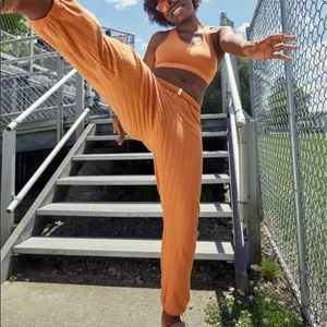 Aerie Offline Orange Brown Cozy Class Fold Over Jogger Sz.M NWT thumbnail 3
