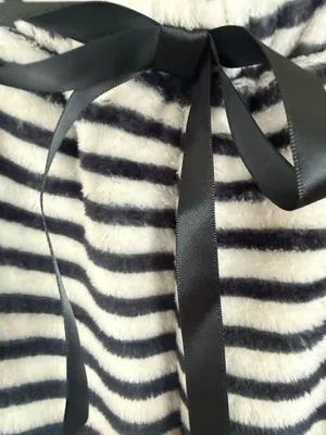 NWT MAEVE Plush Lounge Pants S Black White Stripe Wide Leg Cozy Soft Pajama thumbnail 8