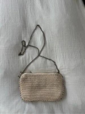Zara Cream Crochet Crossbody with Silver Chain thumbnail 2