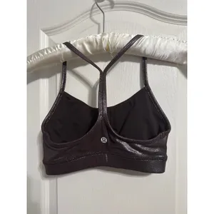Lululemon Flow Y Bra Nulu Metallic Foil Brown‎ Athleisure Yoga Ballet Coquette thumbnail 3