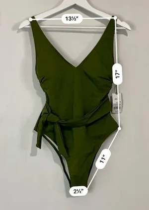 Shade & Shore Women’s One Piece Side Tie Swimsuit Green Size Medium NWT FLAW thumbnail 7