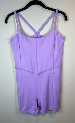 All In Motion Athletic Romper Body Suit Lilac Purple Shelf Bra Bike Shorts Large thumbnail 1