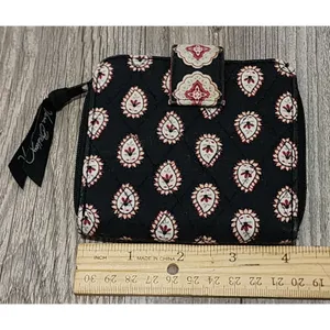 Vera Bradley‎ Wallet Compact Zip Around Paisley Print Black Small thumbnail 2