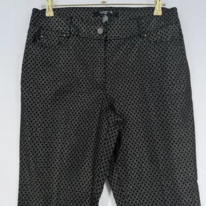 89th & Madison Pants Women 12 Black Gold Geometric Straight Leg Stretch Trouser thumbnail 3