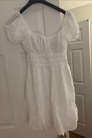 Women’s White Eyelet Sundress - Classic Puff Sleeve thumbnail 1