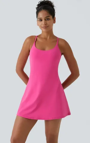 NWT Halara SoftlyZero Plush Backless Active Dress Women's Size Small Fuchsia thumbnail 1