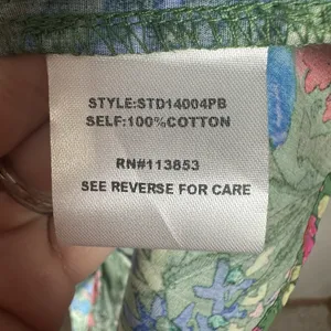 NEW Sugarlips Green Red Floral A-Line Dress Size Large Puff Sleeve V-Neck Cotton thumbnail 5
