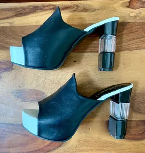 One of A Kind Black & White Open Toe Heels thumbnail 1