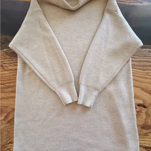 Babaton Aritzia Ribbed Turtleneck Sweater Dress Beige Oversized Small thumbnail 4