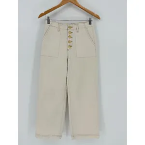 Tribal Jeans‎ Brooke High Rise Wide Leg Crop Pants Button Fly Size 2 Cream Ecru thumbnail 4