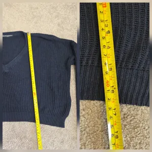 Brandy Melville Cotton Navy Blue Ribbed Cropped V Neck Pullover Sweater One Size thumbnail 10