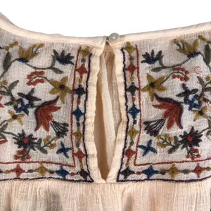 FREE PEOPLE Wild Flowers Embroidery Blouse Sz S Cream Crepe Boho Western Gypsy thumbnail 11