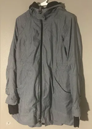 Lululemon Apres Run Anorak Jacket Gray Heathered Herringbone Size 8 Hooded Rare thumbnail 1