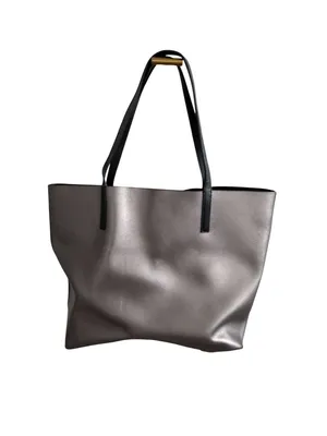 KATE SPADE Pewter Silver Black Reversible Leather Shoulder Tote Bag thumbnail 2